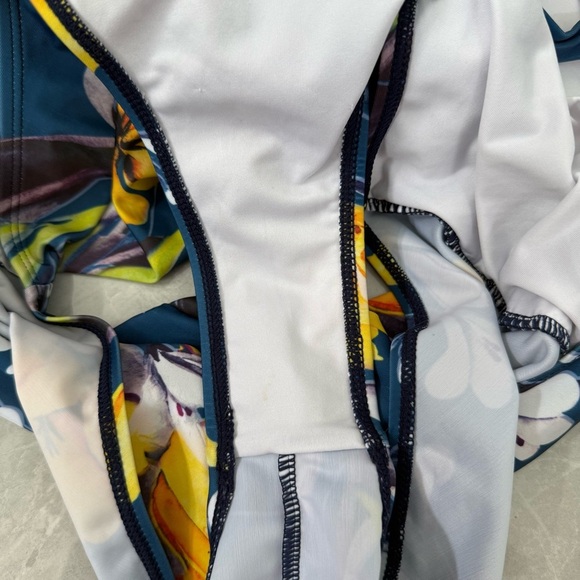 Women's APPIE Floral Ruched Tummy Control One Piece V-Neck Keyhole Swimsuit XL - Picture 11 of 16